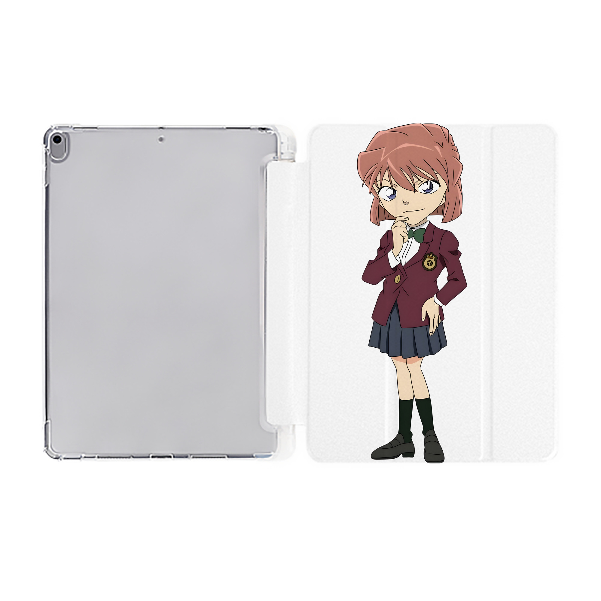 （画像用） 名探偵コナン 灰原 哀 はいばら あい Detective Conan Anita Hailey、Vi Graythorn Haibara Ai IPad ケース ペン収納付き 三つ折りスタンド PUレザー×シリコン 対応機種9.5/10.5/10.9インチ